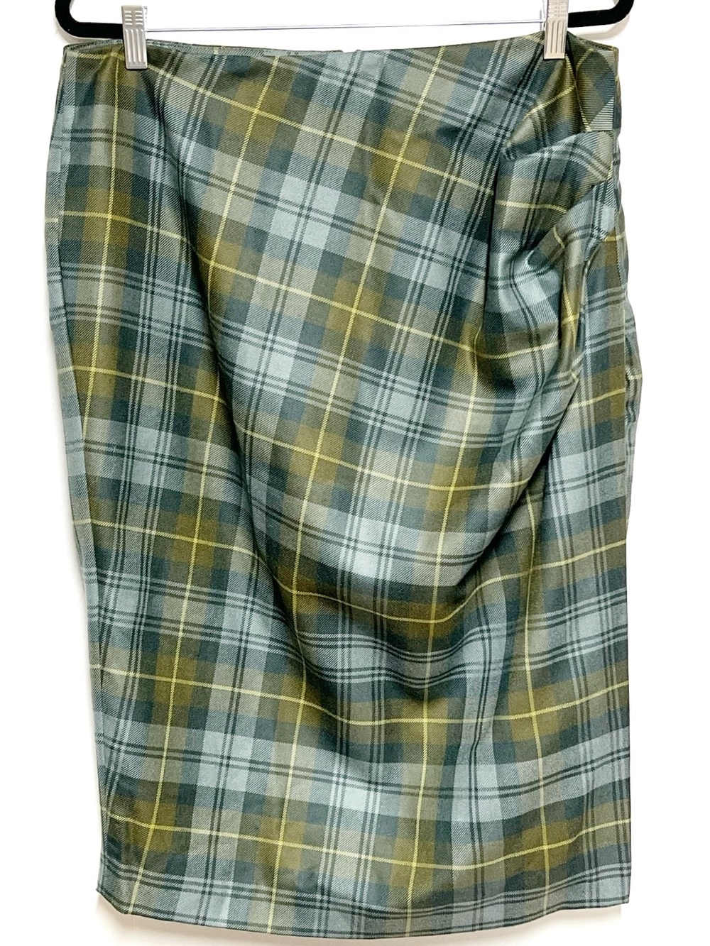 Rare NWT Lochcarron Scotland Gordon Modern Ruched Tartan Wool Skirt Sz 18